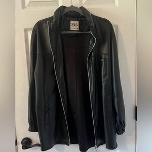 Zara leather zip jacket